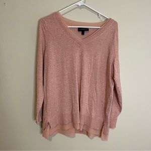 Lane Bryant V-neck Chiffon Trim Pink Sweater | B14